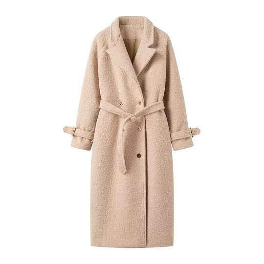 Damen elegante Wollmantel mit Gürteldetail R&B