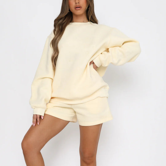 Damen Lässiges Sweater-Shorts-Set mit hohem Tragekomfort R&B