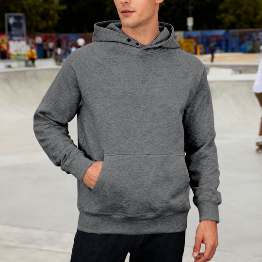 Herren nan Sweatstoff Kapuzenpullover mit Raglanärmeln, Kängurutasche und verstärktem Saum R&B