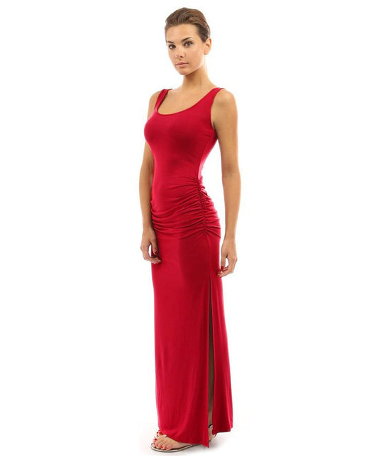 Damen figurbetontes Maxikleid mit Raffungen R&B