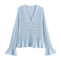 Damen Leichte und elegante Strickjacke mit Rüschensaum R&B