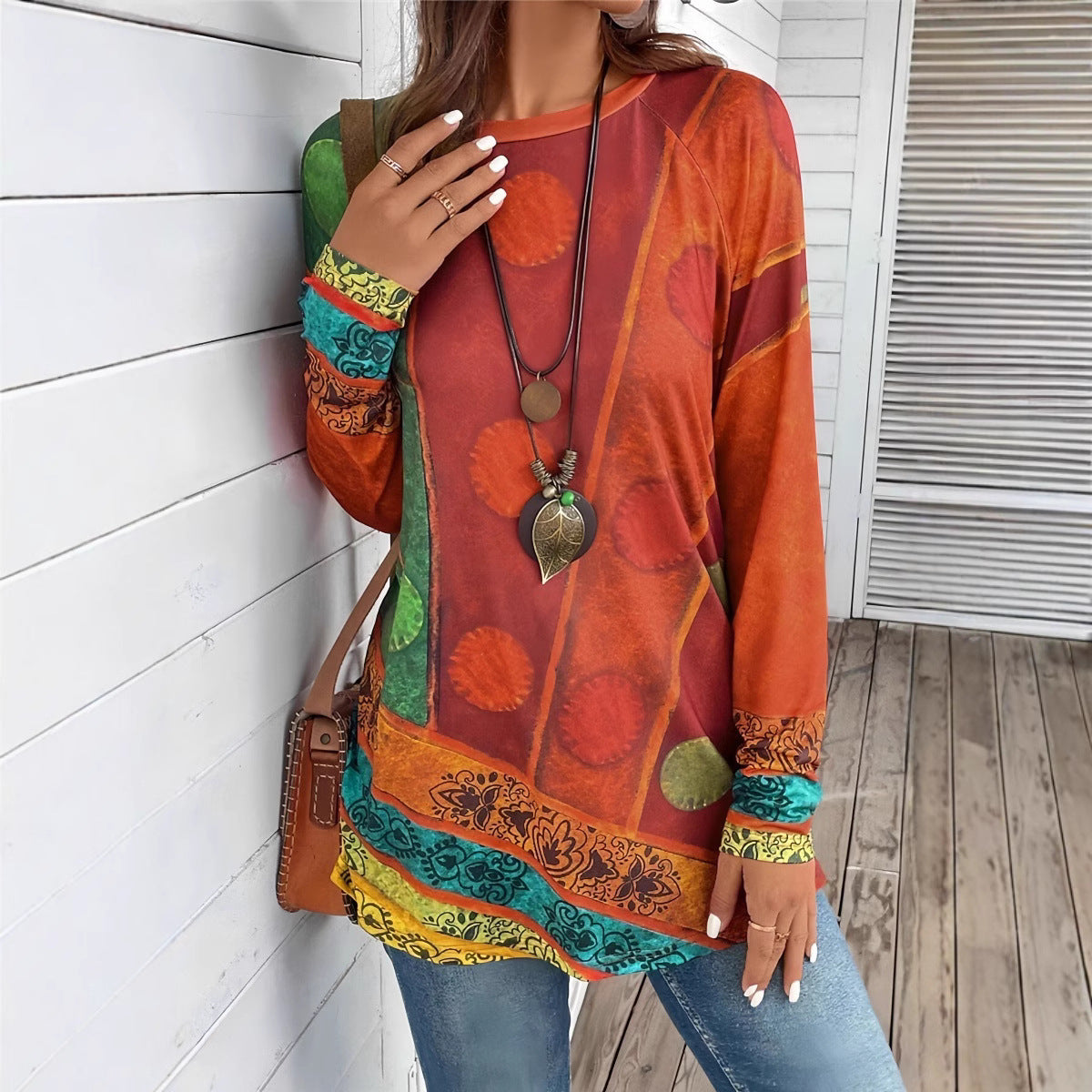 Damen Kunstvoll gestaltetes Langarmshirt R&B