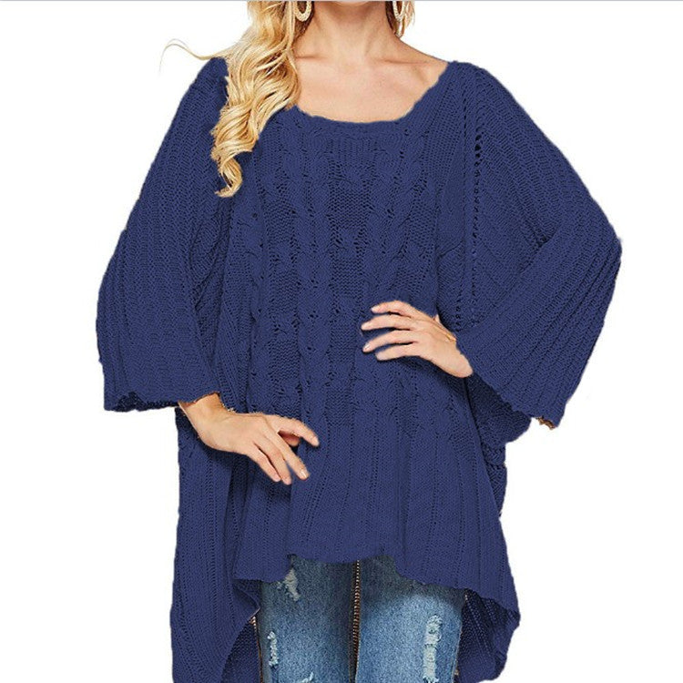Damen Strickponcho mit weitem Schnitt und modischem Strukturmuster R&B