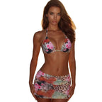 Damen Bikini-Set mit floralem Design und modischem Minirock R&B