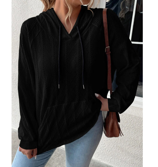 Damen Kapuzenpullover mit strukturiertem Muster und praktischer Kängurutasche R&B