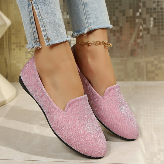 Damen Glitzernde Ballerinas mit elegantem V-Ausschnitt R&B