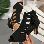Damen Offene High-Heels mit kunstvollem Schnürdesign R&B