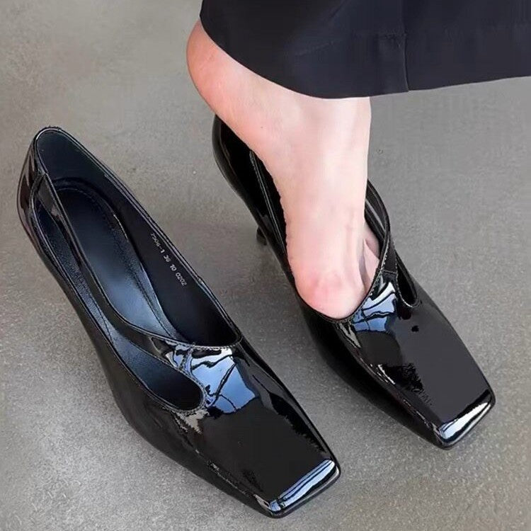 Damen elegante Slingback-Pumps mit glänzender Kappenfront R&B