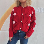 Damen Strickjacke mit floralen Applikationen und komfortablem Schnitt R&B