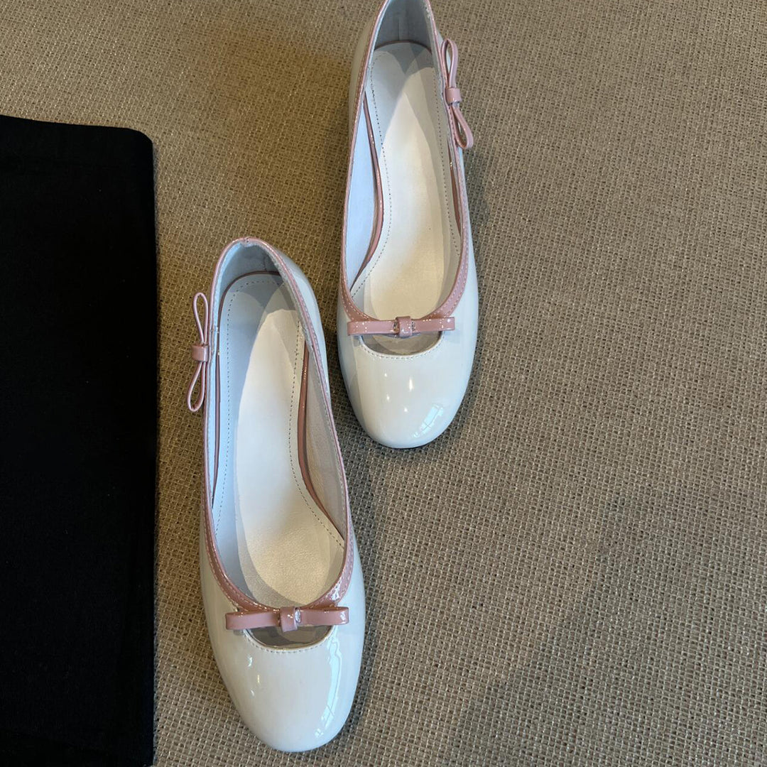 Damen Elegante Ballerina-Pumps mit verspieltem Schleifendetail und komfortablem Blockabsatz R&B