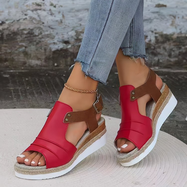 Damen Plattform-Sandalen mit breiten Riemen und elastischen Einsätzen R&B