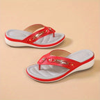 Damen Komfortable Flip-Flops mit dekorativem Schmuckelement R&B