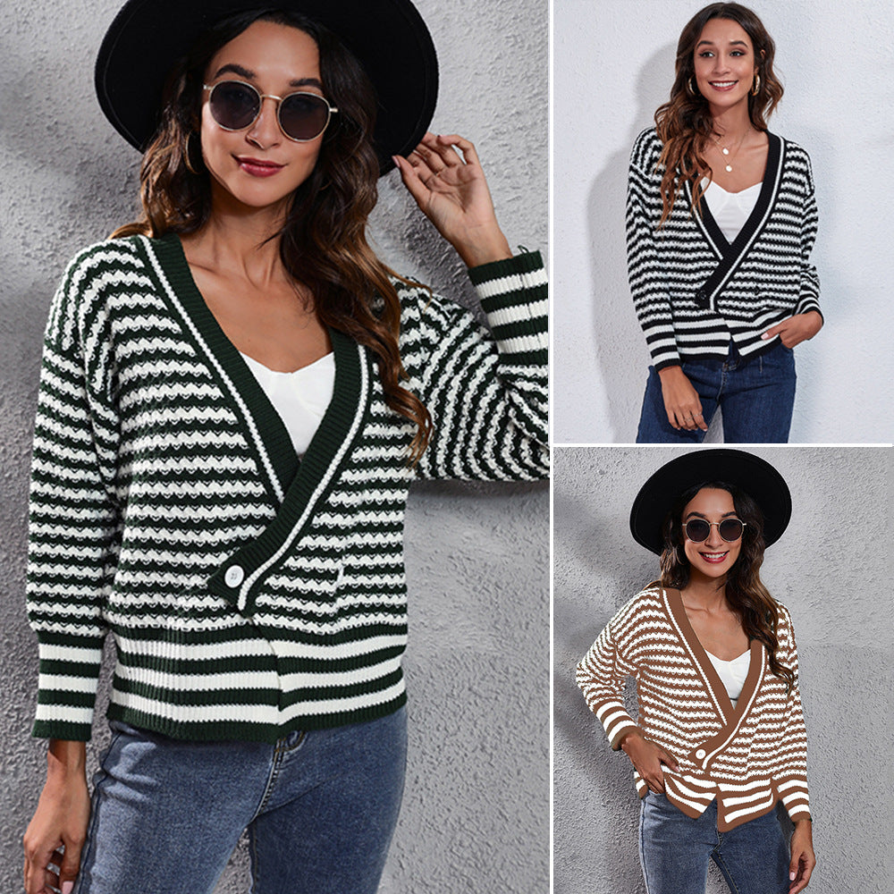 Damen Grobstrickpullover mit modischem Wellenmuster und weitem Schnitt R&B