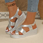 Damen Wedge-Sandaletten mit verstellbarem Riemendesign und rutschfester Sohle R&B