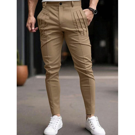 Herren stylische Slim-Fit Anzughose mit plissiertem Design R&B