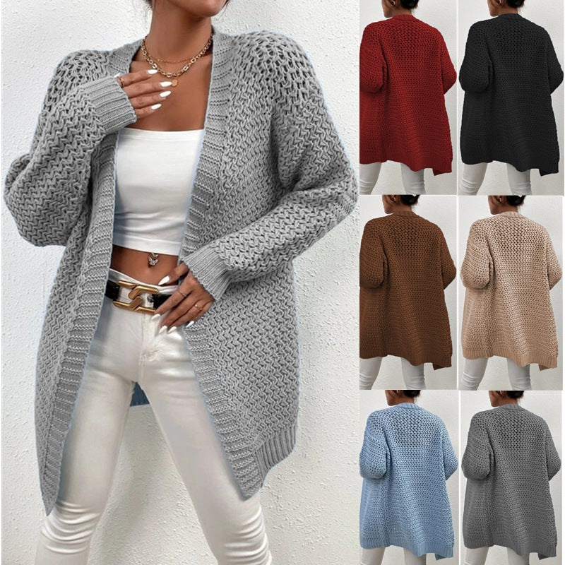 Damen Strickjacke mit luftiger Lochmusterung und lässigem Design