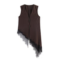 Damen asymmetrische Weste mit eleganter Spitze R&B
