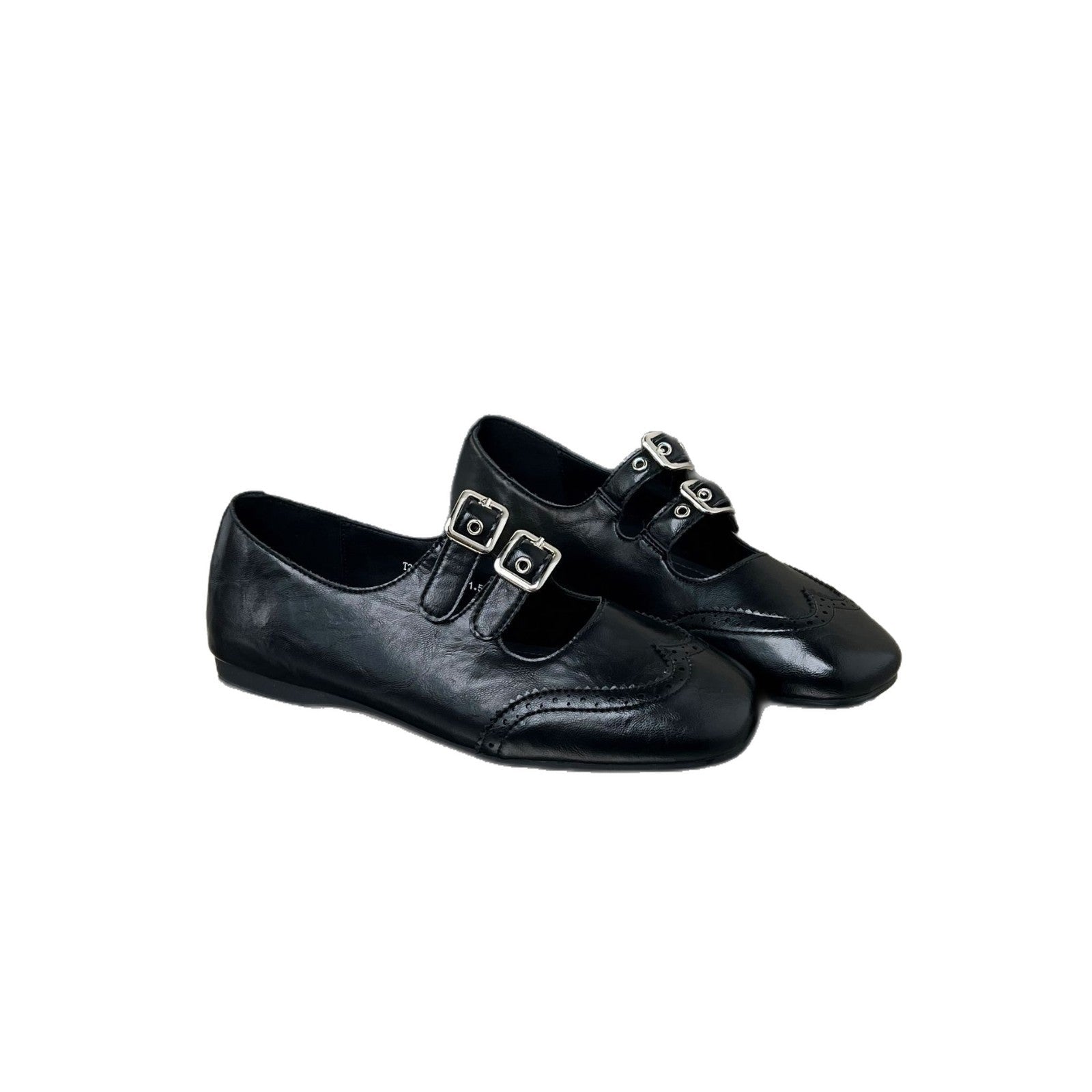 Damen elegante Ballerinas mit doppeltem Schnallenverschluss R&B