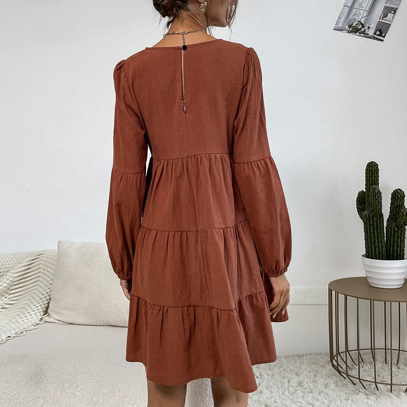 Damen luftiges Midikleid mit voluminösen Rüschendetails R&B