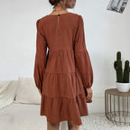 Damen luftiges Midikleid mit voluminösen Rüschendetails
