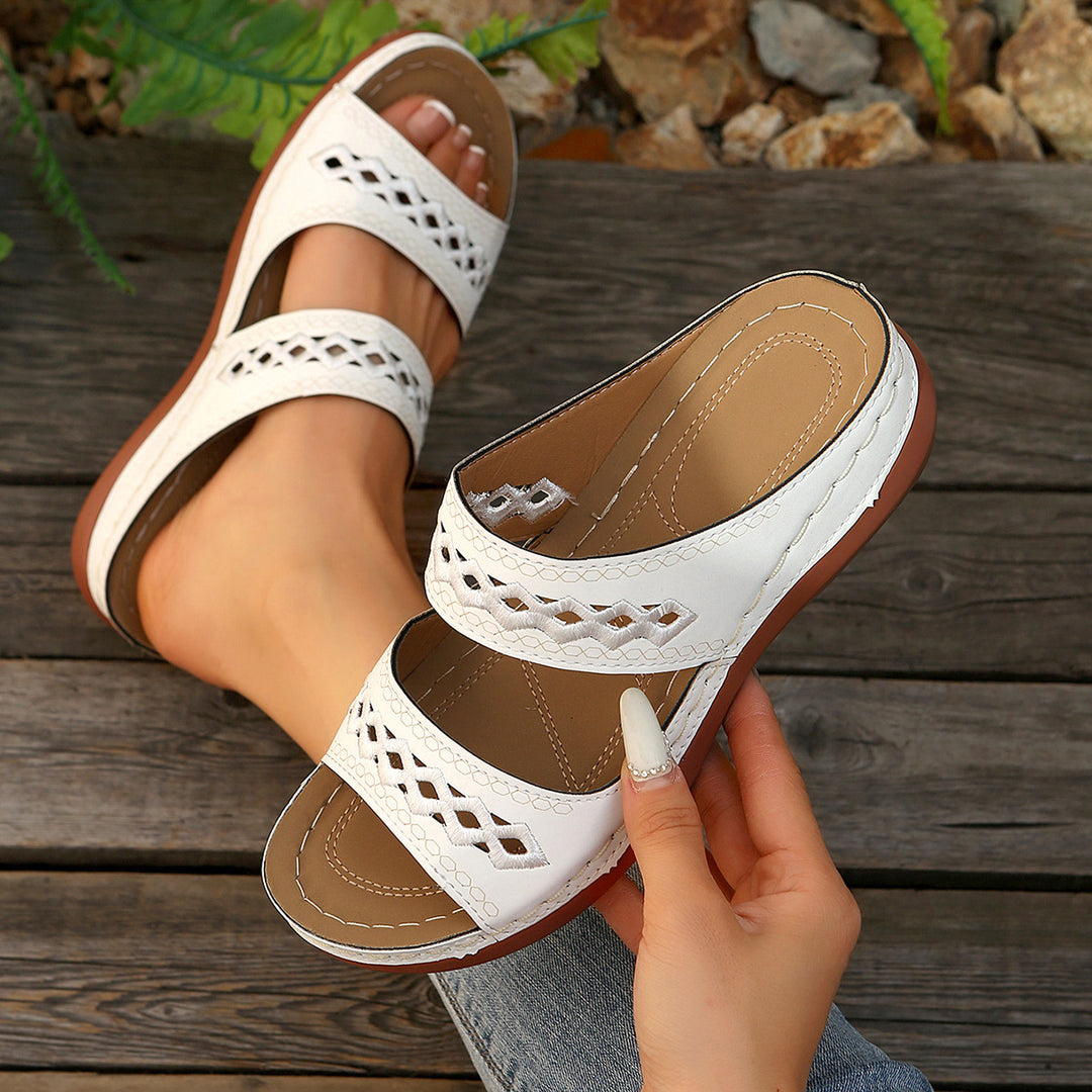 Damen Komfortable und luftige Pantolette mit Blumenmuster R&B