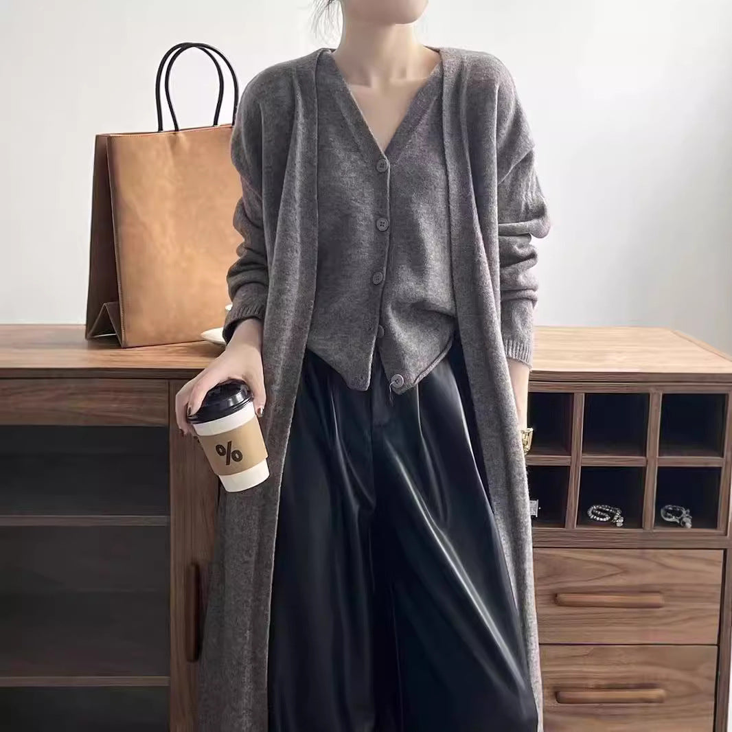 Damen Gemütliche Strickjacke mit offenem Schnitt und dekorativem Knopf
