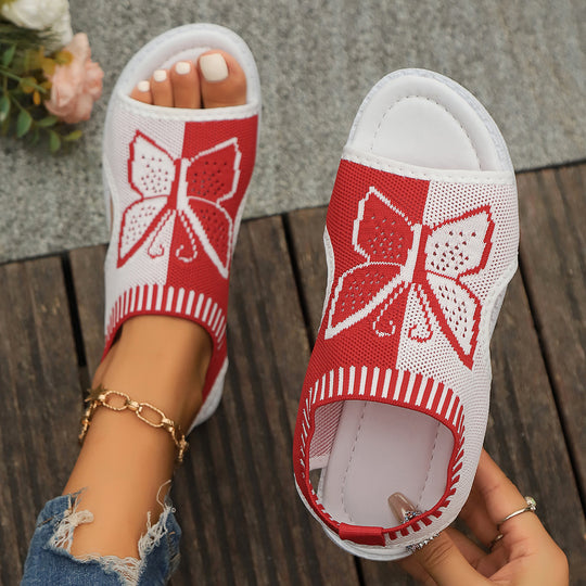 Damen Zehentrenner-Sandalen mit modischem Schmetterlingsdesign und atmungsaktivem Obermaterial R&B