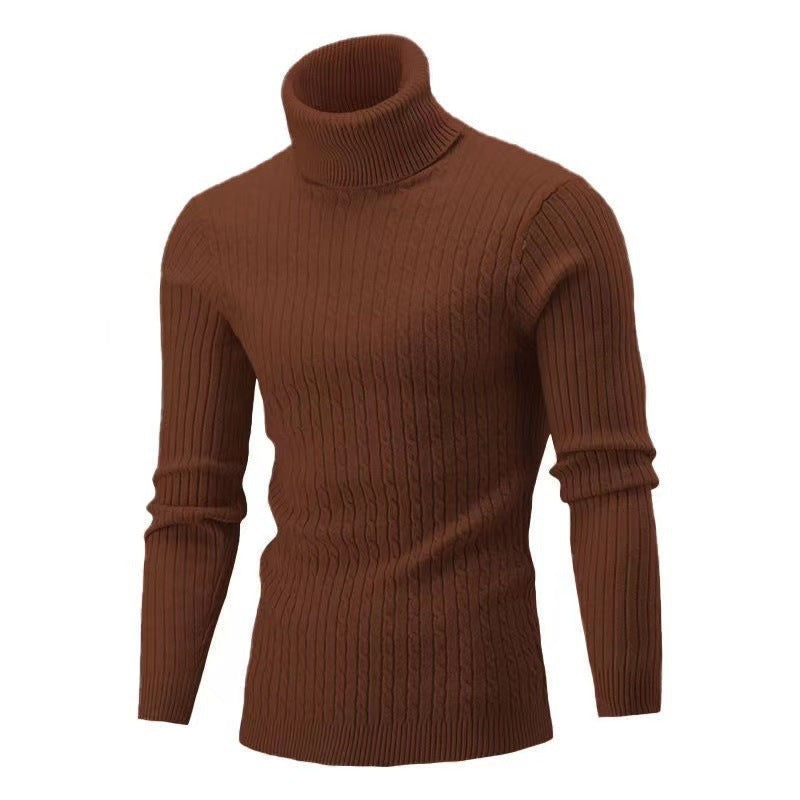 Herren Strickpullover mit modernem Rippmuster und hohem Kragen R&B