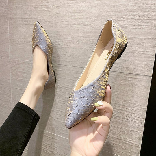 Damen Ballerinas mit spitz zulaufendem Design und strukturiertem Obermaterial R&B