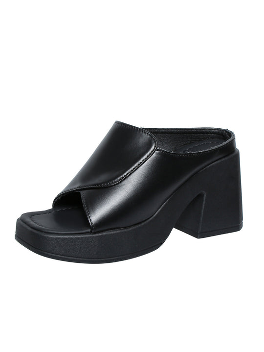 Damen Wedge-Pantoletten mit modischem Faltendesign und blockiertem Absatz R&B