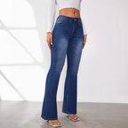 Damen Bootcut Jeans im Vintage-Stil mit hoher Taille R&B