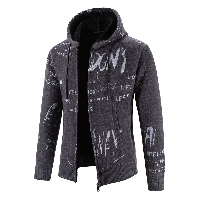 Herren Kapuzenjacke mit grafischem Print und hochelastischen Eigenschaften