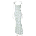 Damen Bodenlanges Kleid mit floralem Muster und verstellbaren Trägern R&B