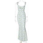 Damen Bodenlanges Kleid mit floralem Muster und verstellbaren Trägern R&B