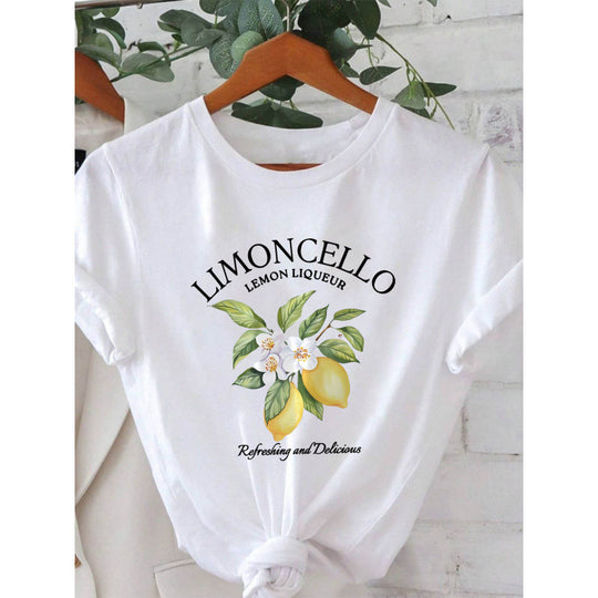 Damen T-Shirt mit frischem Limoncello-Motiv und floralen Akzenten R&B