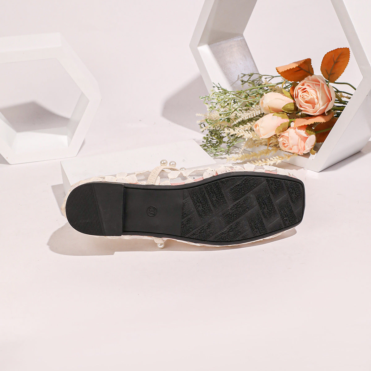 Damen Ballerinas mit zarten Spitzenmotiven R&B