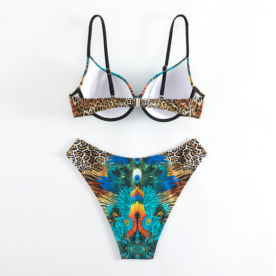 Damen Triangel-Bikini-Set mit modischem Schmuckdetail und verstellbaren Trägern R&B