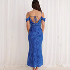 Damen Etuikleid mit romantischen Schulterträgern und floralem Design EB