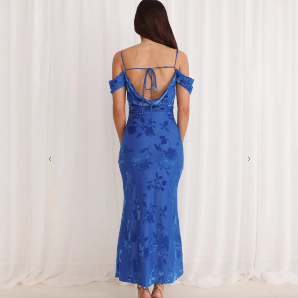 Damen Etuikleid mit romantischen Schulterträgern und floralem Design EB