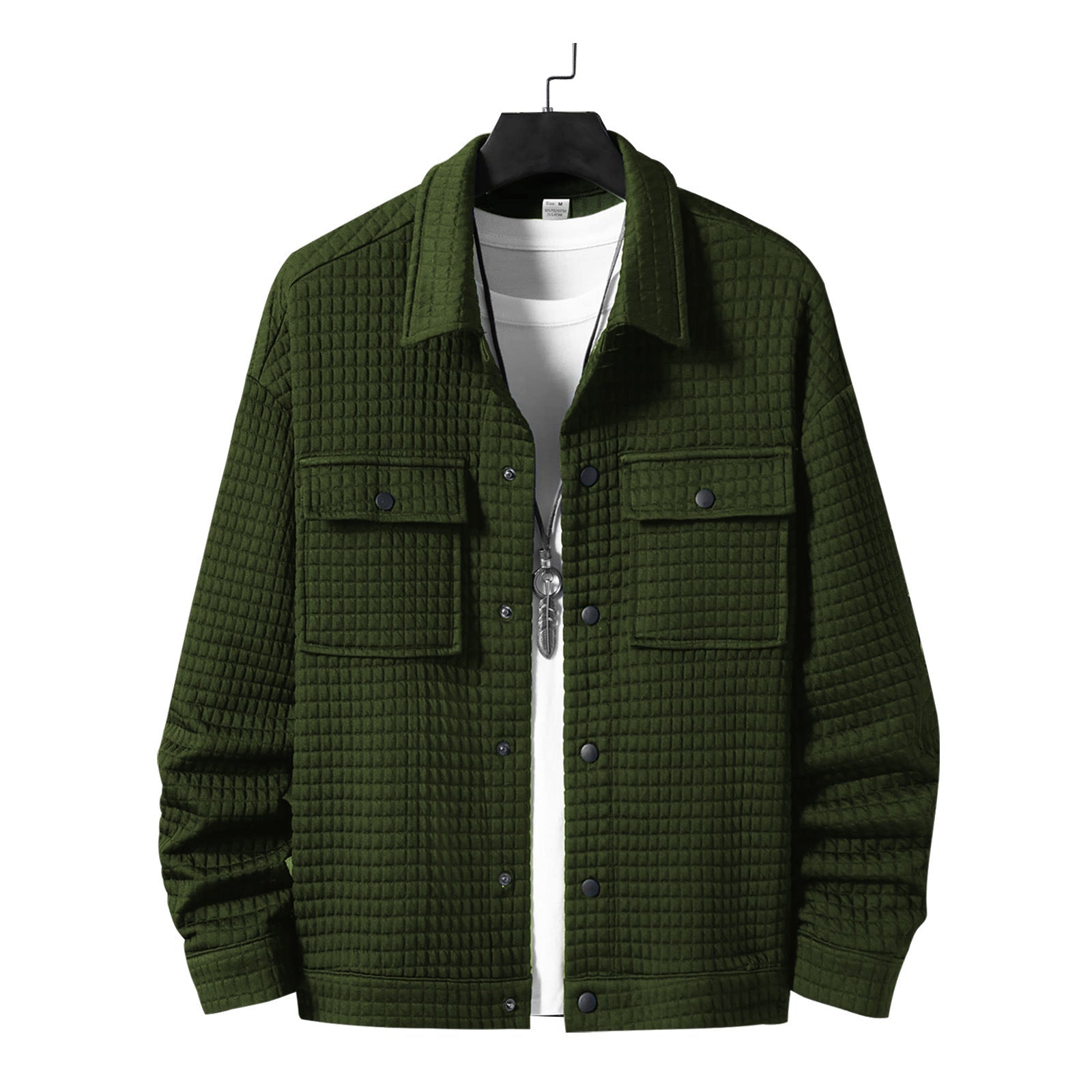 Herren nan gesteppte Overshirtjacke mit quadratischer Steppstruktur und aufgesetzten Brusttaschen R&B