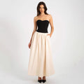 Damen Lange Abendrobe mit Bustier-Oberteil und weit schwingendem Rock