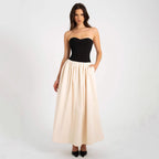 Damen Lange Abendrobe mit Bustier-Oberteil und weit schwingendem Rock