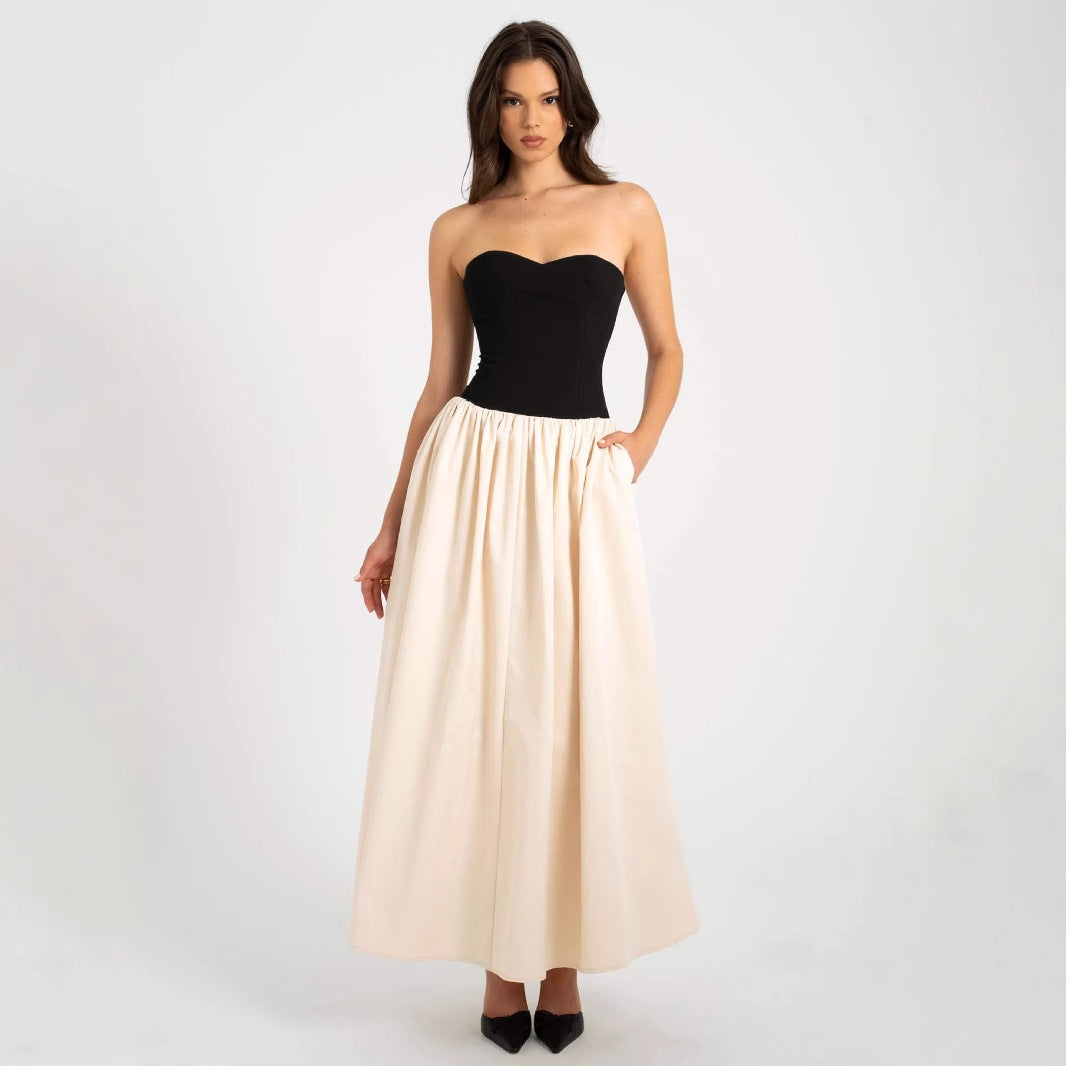 Damen Lange Abendrobe mit Bustier-Oberteil und weit schwingendem Rock