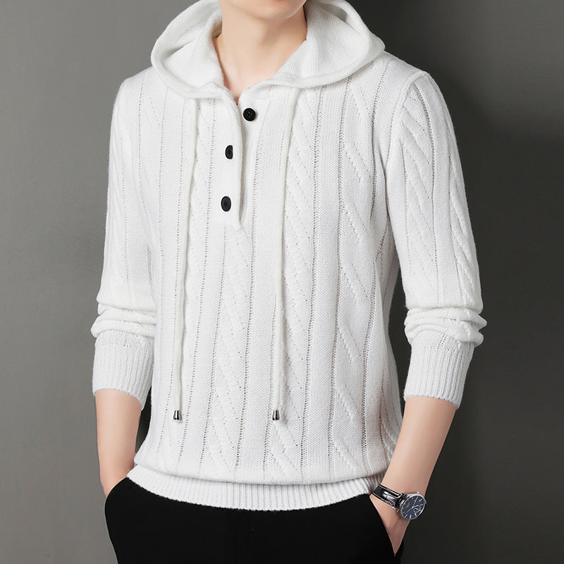 Herren Kapuzenpullover mit strukturierter Strickoptik