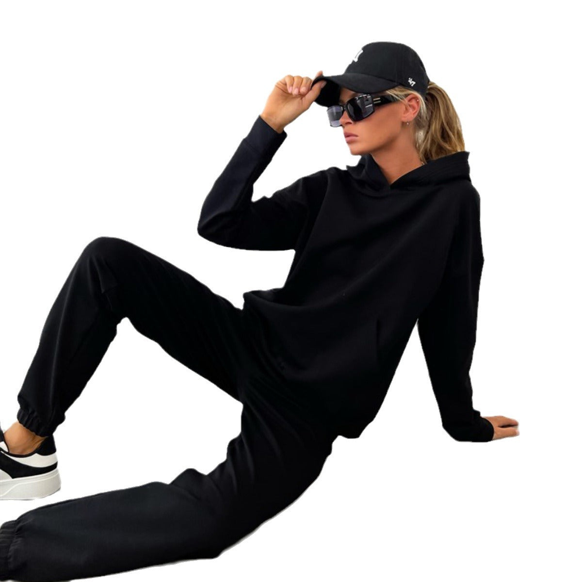 Damen Sportlicher Loungewear-Anzug mit Kapuze und elastischen Bündchen R&B