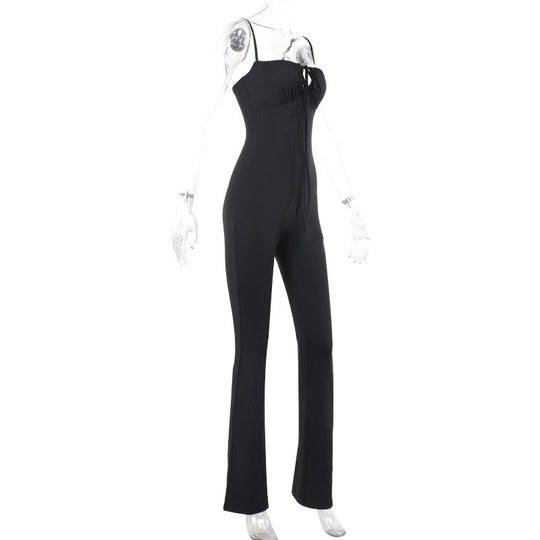 Damen Figurbetonter Jumpsuit mit raffinierter Schnürung R&B