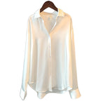 Damen Elegante Bluse aus feinem Satin mit Rüschendetails R&B