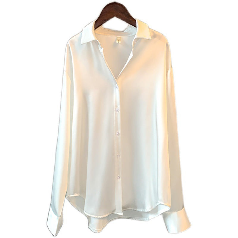 Damen Elegante Bluse aus feinem Satin mit Rüschendetails R&B