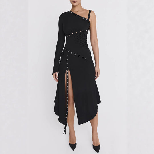 Damen Elegantes Oberteil mit asymmetrischem Schnitt und dekorativen Ösen R&B