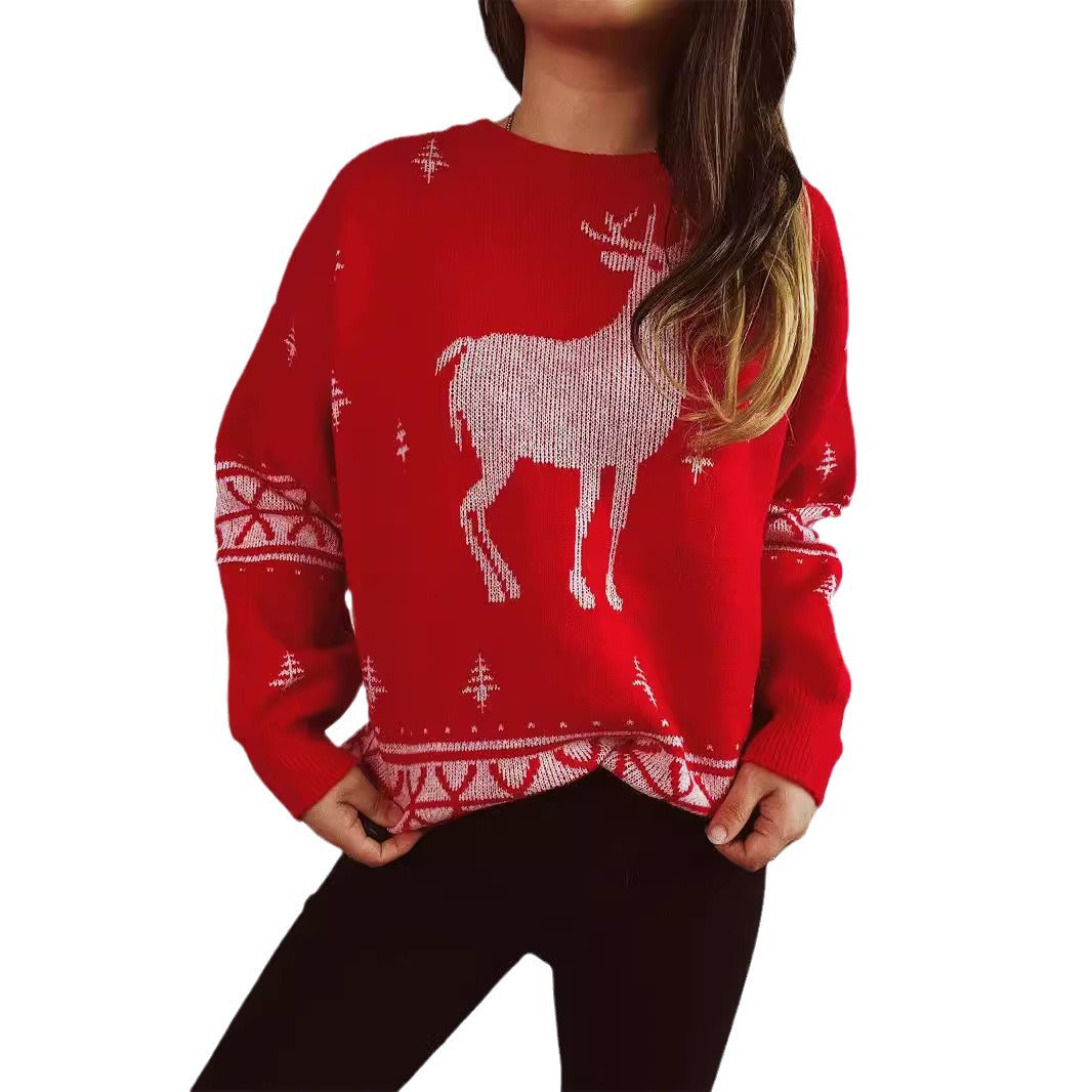 Damen Weihnachts-Pullover mit festlichem Rentier-Motiv und weichem Strick R&B